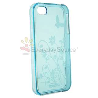  rubber skin case compatible with apple iphone 4 4s clear light blue 