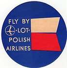 VINTAGE ORIGINAL FLY BY LOT POLISH AIRLINES LUGGAGE LABEL