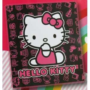 Hello Kitty Sitting Black Plush Throw Blanket 50 x 60 + Free Tote 