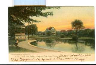 1906 GOLD FISH POND LAFAYETTE PARK LYNN MA Postcard UDB  