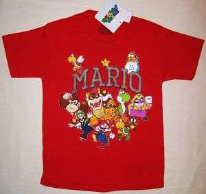 Super Mario Luigi Boys Graphic Red T Shirt 6 7 8 10 NEW  