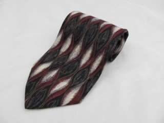 Fratelli Silk Maroon Black Geometric Long Tie Necktie  