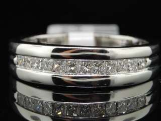 MENS 14K WHITE GOLD .50 CT DIAMOND WEDDING BAND RING  