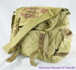 Canvas Vintage Casual Medium Size Messenger Bag Khaki  