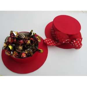  Red Hat with Polka Dot Ribbon Gift Box of 12 Individually Wrapped 