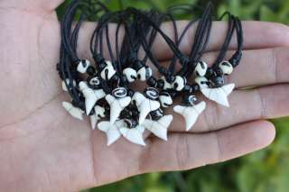10 mini Black & White Bone Beads Shark Tooth Sharks Teeth Necklaces 