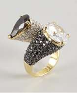 Jardin gold plated jeweled crossover ring style# 318455401