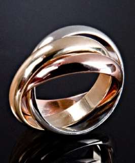 Cartier 18K yellow, white and rose gold Trinity rolling ring 