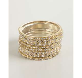 Chamak by Priya Kakkar set of 6  white and gold crystal bangles
