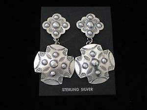 Auth.Native American Indian Silver Stamped Earrings  