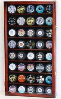 40 Hockey Puck NHL Display Case Cabinet Holder Rack UV  Lockable
