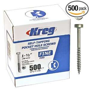 Kreg SPS F150 500 1 1/2 Inch #6 Fine Pan Head Pocket Hole Screws, 500 
