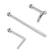 Titanium Nose Stud Ring Pin Straight L Bend Screw 1.5mm Ball Gauge 18G 
