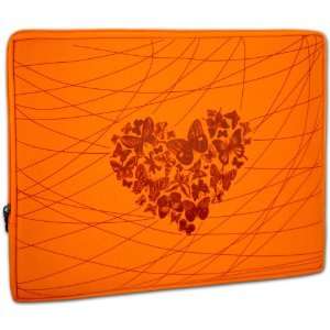  13 inch Orange Heart Butterfly Notebook Laptop Sleeve Bag 