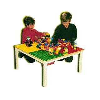 DUPLO COMPATIBLE PRESCHOOL PLAY TABLE WITH SOLID OAK WOOD LEGS AND 