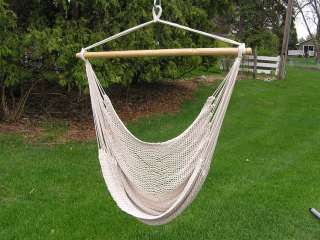Deluxe Extr Large White Rope Cotton Hammock Swing Chair  
