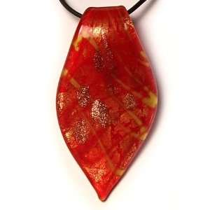    Murano art glass pendant necklace, leaf, Y46 