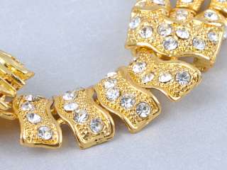 Huge Large Golden Lion Link Chain Body Crystal Rhinestone Fashion Pin 
