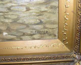 Corper Antique Scottish Seaside Oil Painting 1894  