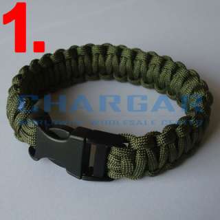 Survival Parachute Cord Military Bracelet with Whistle 550 Paracord 