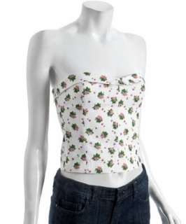 See By Chloe white cotton floral print strapless corset top  BLUEFLY 