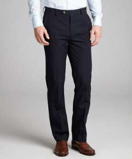 Tommy Hilfiger navy cotton poplin Hall trim fit flat front pants 