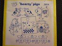VINTAGE AUNT MARTHAS TRANSFER HEARTY PIGS #3854 $3.50  