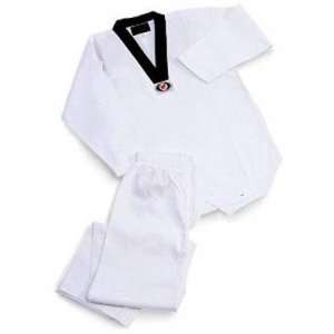   Ribbed Fabric Taekwondo Uniform with Black V Neck