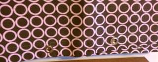 Fabric Shower Curtain Brown Pink Circles 72x71 cotton  
