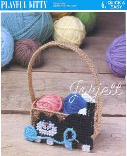Playful Kitty Basket, Annies plastic canvas pattern  