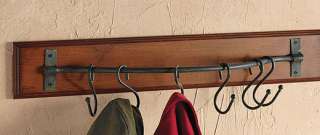 Coat Rack Wood 6 Sliding Adjustable Metal Ball Capped Hooks 24 Wall 