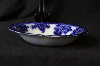 L313 ENGLISH VICTORIAN NEW WHARF POTTERY FLOW BLUE FLORAL OVAL SERVING 