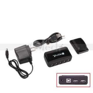New 7 Port USB 2.0 High Speed HUB + AC Power Adapter Black  