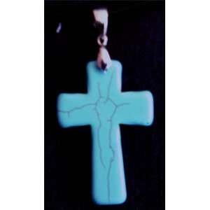  Turquoise Cross Pendant Distressed/Antique Look with Chain 