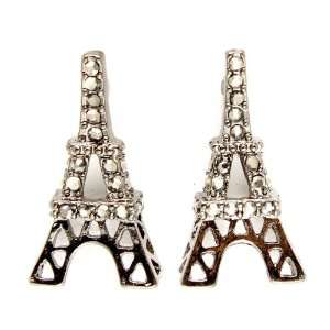 Hematite Crystal Eiffel Tower Stud Earrings Jewelry