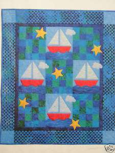 Sail Away~Baby Quilt Pattern Sailing Boats and Stars  