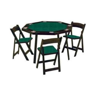 Kestell Spanish Oak Folding Poker Table with Dark Green Fabric  