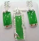 Wonderful silver green jade pendant earrings sets