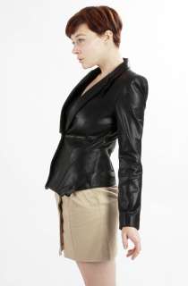 United Face Womens New Tailored Leather Strong Shoulder Blazer Jacket 