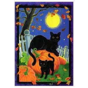  Black Cat and Kitten Impressions Flag 28x40 Patio 