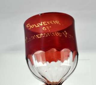 EAPG Souvenir Winneconne Wisconsin Ruby Flashed Goblet  