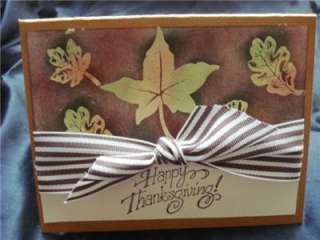 Handmade Thanksgiving Card Stampin Up Leaves and Ribbon  