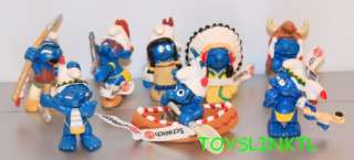 SMURFS SET OF 8 FIGURES IN NATIVE AMERICAN COSTUMES NEW  