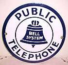 public telephone bell system white porcelain sign expedited shipping 