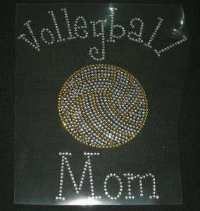 Volleyball Mom filled Rhinestone Iron On Transfer Bling  