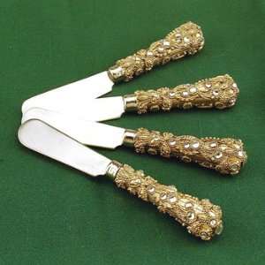    Set of 4 Gold Colored Spreaders with stones