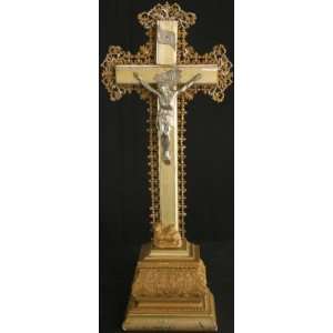   French Chalkware Ornate Standing Crucifix Cross: Everything Else