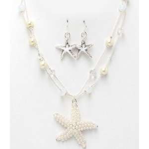   Villas White Peral Starfish Necklace & Earrings 