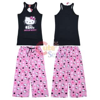 Sanrio Hello Kitty PJ Set Sleepwear Top Capri Pink Pant 1