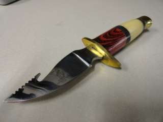 BONE COLLECTOR ROUND BONE/WOOD HANDLE HUNTING KNIFE LEATHER SHEATH 